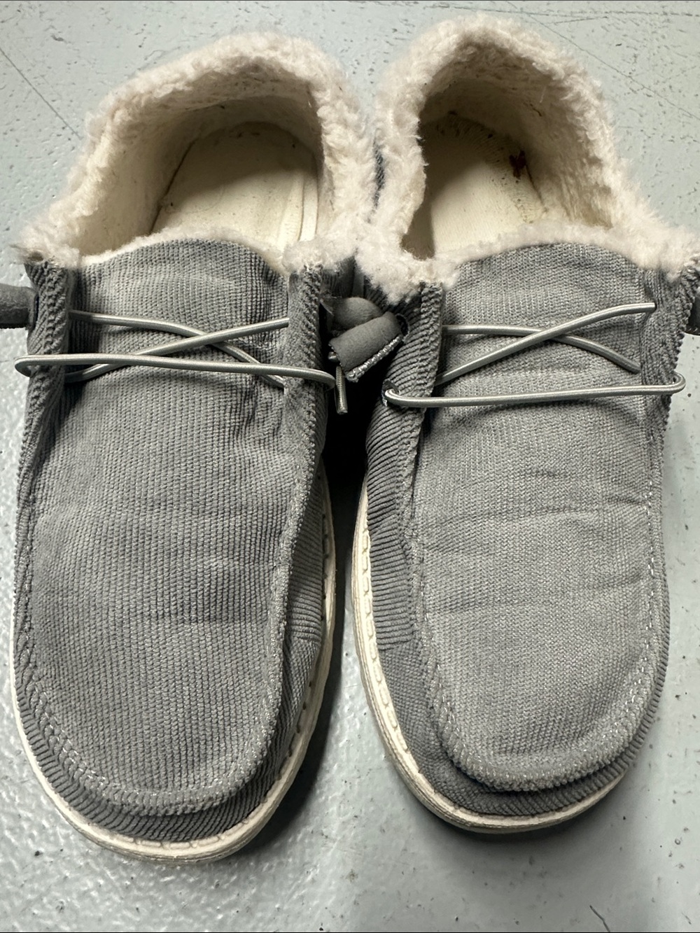 Hey Dude Women's Grey Fleece-Lined Slip-On Loafers